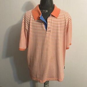 Columbia Shirts Columbia Orange/White Stripe Pfg Reg Polo, Size L Color: Orange/White Size: L