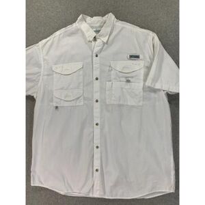 Columbia Shirts Columbia Pfg 100% Cotton Short Sleeve Breathable Shirt (Men's Xxl) White Color: White Size: 2xl