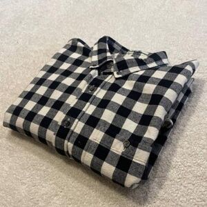 J. Crew Shirts J.Crew Black & White Buffalo Plaid Button Down Flannel Brown Elbow Patches Med Color: Black/White Size: M