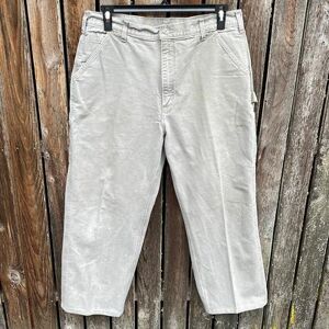Carhartt Pants Carhartt 36 Dungaree Fit Khaki Gray Usa Vintage Leather Logo Patch Mens Pants Color: Gray/Tan Size: 36