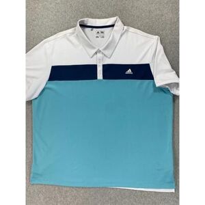 Adidas Shirts Adidas Striped Short Sleeve Polo Shirt (Men's Xxl) White Color: Blue/White Size: Xxl