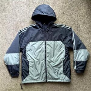 Adidas Jackets & Coats Adidas Jacket Mens Xl Full Zip Vtg Hooded Reversible Trefoil Grey Insulated Color: Black/Gray Size: Xl