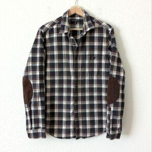 J. Crew Shirts J. Crew Mercantile Plaid Flannel Shirt Men's Medium Winter Heavy Elbow Patches Color: Blue/Brown Size: M