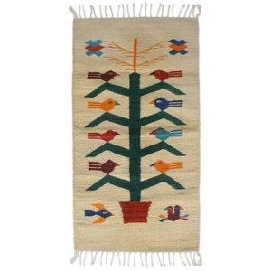 NOVICA Birds and Corn,'Artisan Crafted Wool Area Rug with Birds (2x3.5)'