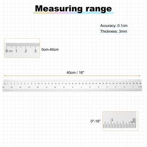 Unique Clear Plastic Ruler Metric Inch Straight End Ruler with Black Scale Mark for Classroom Home Office 40cm