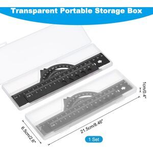 Unique Triangle Ruler Protractor Square and Ruler Set, Aluminum Alloy Ruler, Metal Drafting Ruler Black