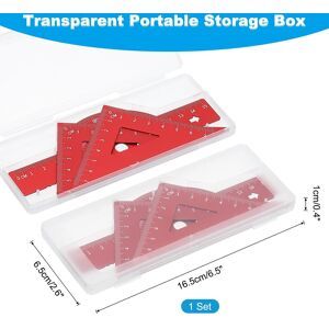 Unique Triangle Ruler Protractor Square and Ruler Set, Aluminum Alloy Ruler, Metal Drafting Ruler Tools Kits, Geometric Red