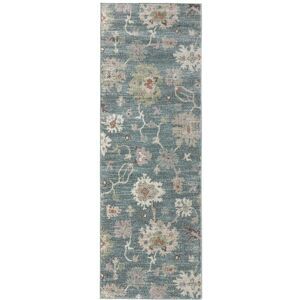 Grand Bazaar Welch Machine Made Abstract Transitional Area Rug Blue/Ivory/Pink 2'6