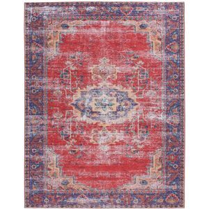 SAFAVIEH Tucson Machine Washable Slip Resistant Arzu Traditional Rug Red/Navy 9' x 12'