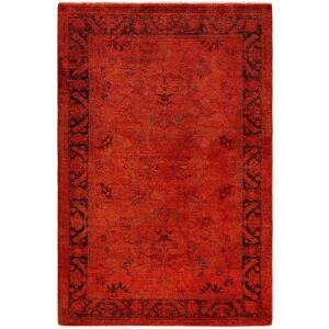 Overton Contemporary Overdyed Wool Hand Knotted Area Rug - 4' 1 Orange 4' 1