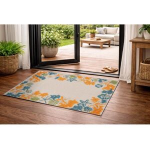 World Rug Gallery Coastal Border Indoor/Outdoor High-Low Area Rug Multi 2' x 3'