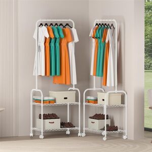 NO Rolling Clothes Rack 23.6 Inch Garment Rack - 13.8 White+2 Adjustable Shelves 13.8