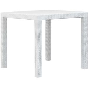 vidaXL Patio Table Garden Outdoor Porch Dining Table with Rattan Look Plastic White 31.1