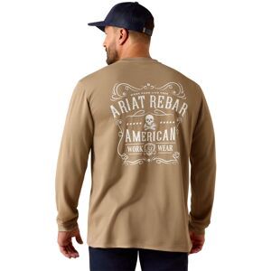 Men's Rebar Heat Fighter Label Long Sleeve T-Shirt in Greige, Size: XL-T by Ariat