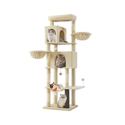 Kattställning, 59x48x190,7 cm, Beige