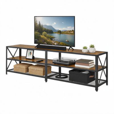 TV-bänk, 178x39x52 cm, Brun-Svart