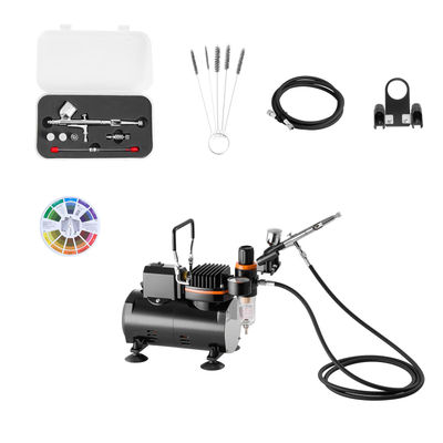 Airbrushset, Dubbelverkande airbrush med kompressor, 1/6 HK, Låg ljudnivå