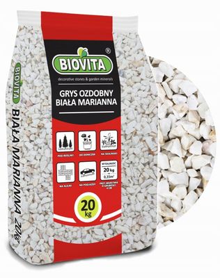 Dekorativ hvid Marianna-korn 8-16 mm 20 kg
