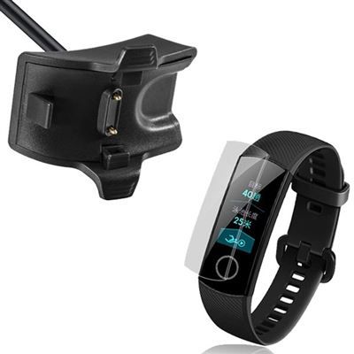 Kit Cargador Usb Charger + Película Protectora Pantalla Gel Full Cover Huawei Honor Band 5