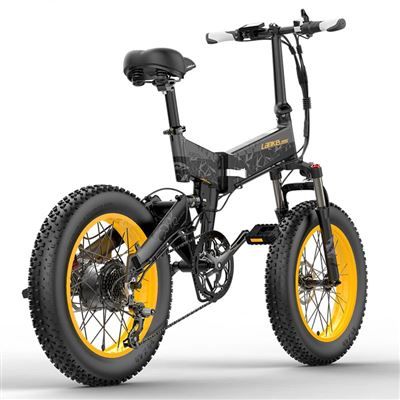 Bicicleta eléctrica Lankeleisi X3000PLUS Amarilla Plegable 1000W 4.0 Neumático gordo Hombre Mujer 48V 17.5AH