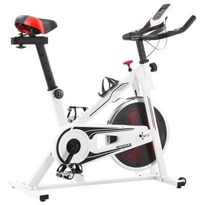 Bicicleta de spinning con sensores de pulso vidaXL blanca y roja