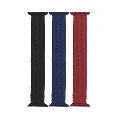 Set 3 correas Friendly Nylon stretch Negro/Azul/Rojo para Apple Watch 45 mm