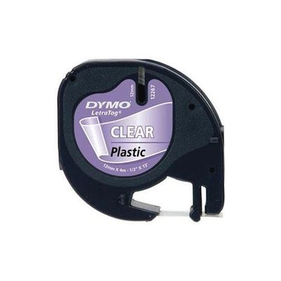 Cinta plástico Dymo 12267 Negro-Transparente 12mmx4M. Rotuladoras Letratag S0721530