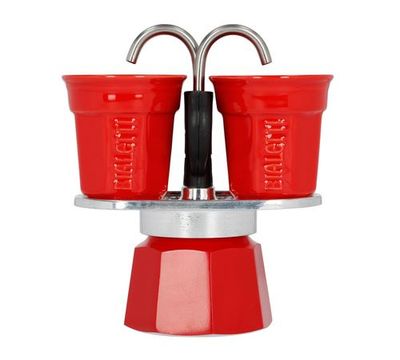 Cafetera italiana Bialetti Mini Express Rojo + 2 Tazas