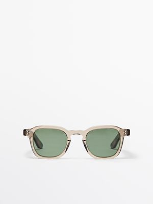 Massimo Dutti - Male - Runde Solbriller - Gul - 01