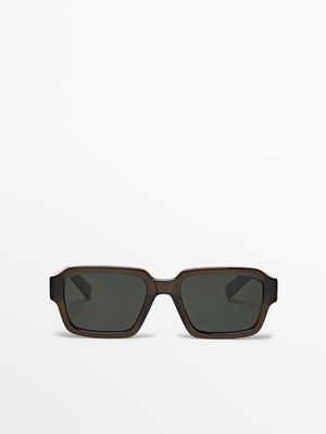 Massimo Dutti - Male - Rektangulære Solbriller - Grøn - 01