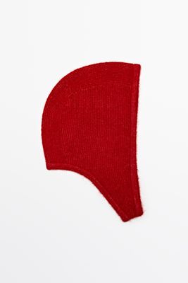 Massimo Dutti - Female - Strikket Beanie-Hue I Alpakauldblanding - Rød - 01