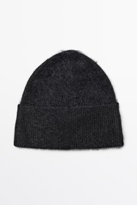 Massimo Dutti - Female - Strikket Beanie-Hue I 100 % Kashmir - Koksgrå - 01