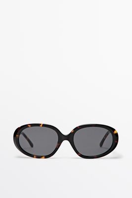 Massimo Dutti - Female - Ovale Solbriller Med Skildpaddeskjoldseffekt - Brun - 01