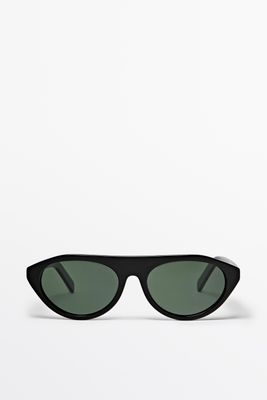 Massimo Dutti - Female - Ovale Solbriller - Sort - 01