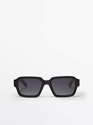 Massimo Dutti - Herre - Rektangulære Solbriller - Sort - 01