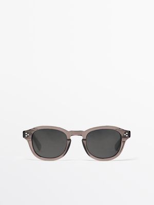 Massimo Dutti - Herre - Runde Solbriller - Grå - 01