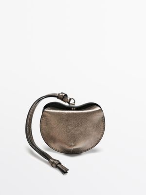 Massimo Dutti - Dame - Foldbart Etui Til Airpods I Nappaskind - Sølv - 01