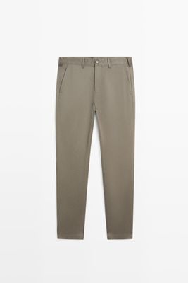 Massimo Dutti - Male - Slim Fit Bukser I Bomuldsblanding - Grøn - 46