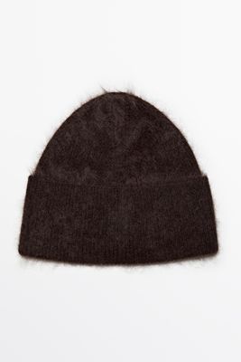 Massimo Dutti - Female - Strikket Beanie-Hue I 100 % Kashmir - Brun - 01