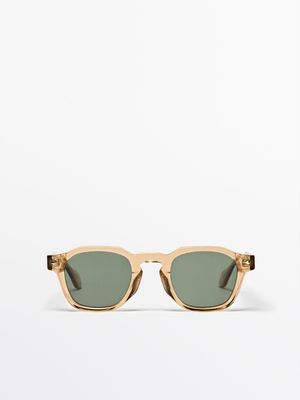 Massimo Dutti - Herre - Geometriske Solbriller - Gul - 01
