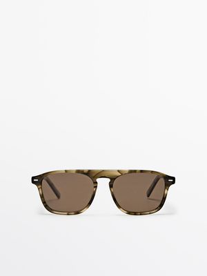 Massimo Dutti - Herre - Solbriller Med D-Stel - Grøn - 01