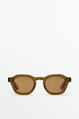 Massimo Dutti - Male - Runde Solbriller - Orange - 01