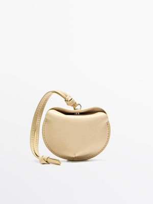 Massimo Dutti - Dame - Foldbart Etui Til Airpods I Nappaskind - Vanilje - 01