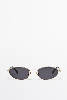Massimo Dutti - Female - Ovale Solbriller I Metal - Sølv - 01