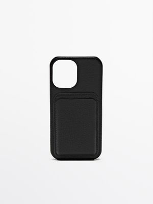 Massimo Dutti - Herre - Cover I Nappalæder Til Iphone 16 - Sort - 01