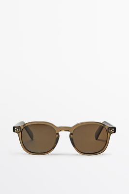 Massimo Dutti - Male - Runde Solbriller - Brun - 01