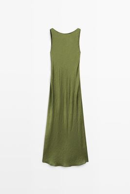 Massimo Dutti - Female - Flydende Midikjole - Grøn - Xs