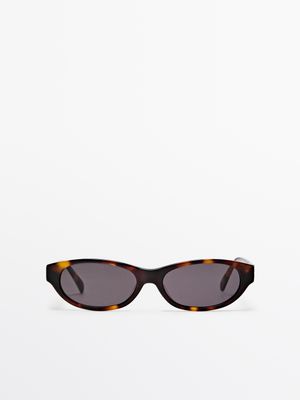 Massimo Dutti - Female - Smalle Solbriller Med Skildpaddeskjoldseffekt - Brun - 01