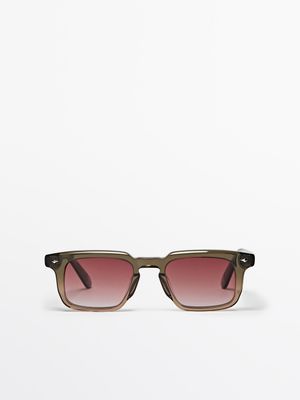 Massimo Dutti - Herre - Narrow Rectangular Sunglasses - Brun - 01