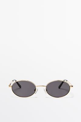 Massimo Dutti - Female - Ovale Metal-Solbriller - Grøn - 01
